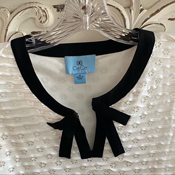 CeCe Sleeveless White Top Eyelet Lace Dressy or Casual Size M NWT - Picture 7 of 11